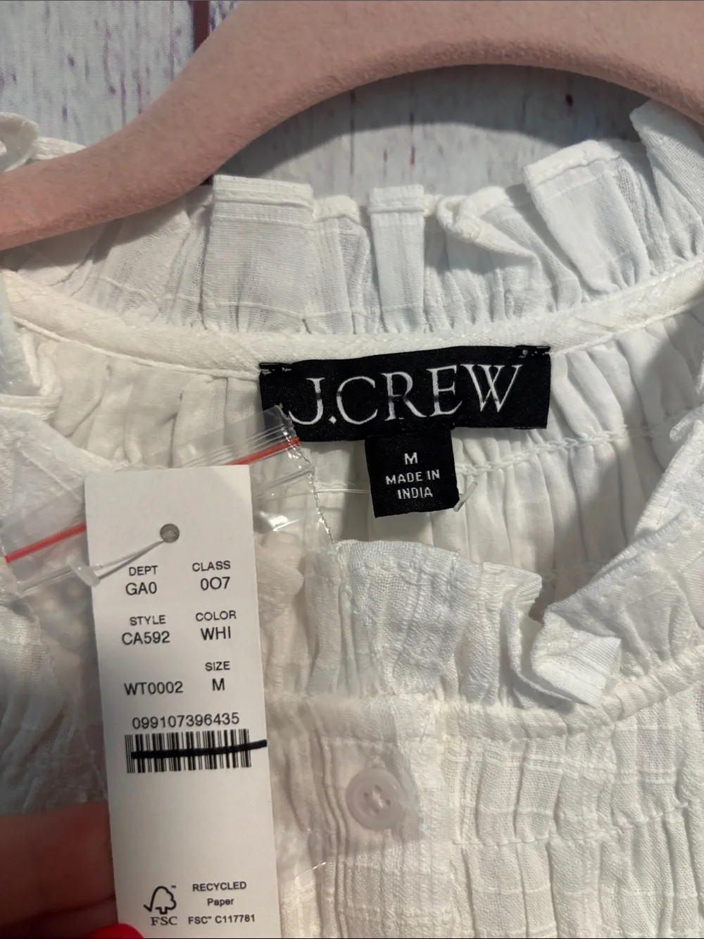 NWT J. Crew Smocked-neck top in textured gauze